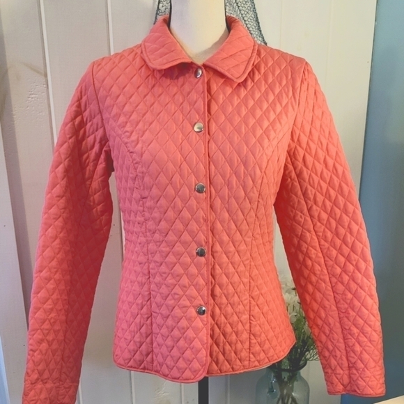 Briggs New York Coral Quilted Button-Front Jacket Size M - Picture 1 of 10